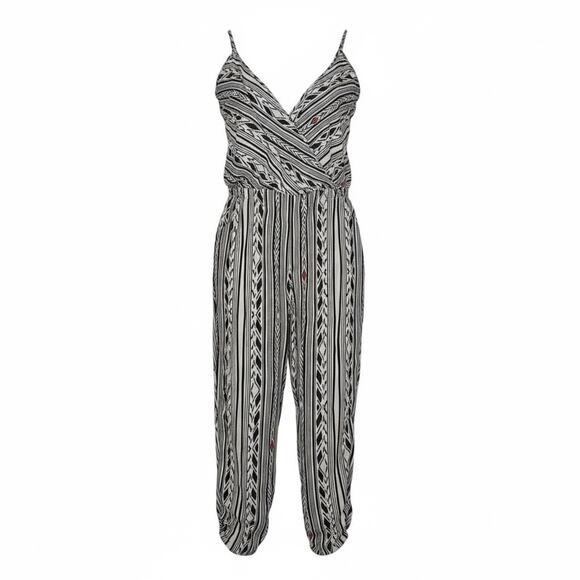 Design Lab V-Neck Tank Jumpsuit Aztec Print Pockets Adjustable Straps Size XS - Picture 1 of 14